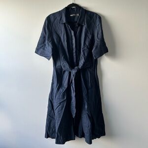Lauren Ralph Lauren Navy Shirt Dress with Tie Waist